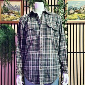 Carhartt plaid flannel shirt in gray & dark olive